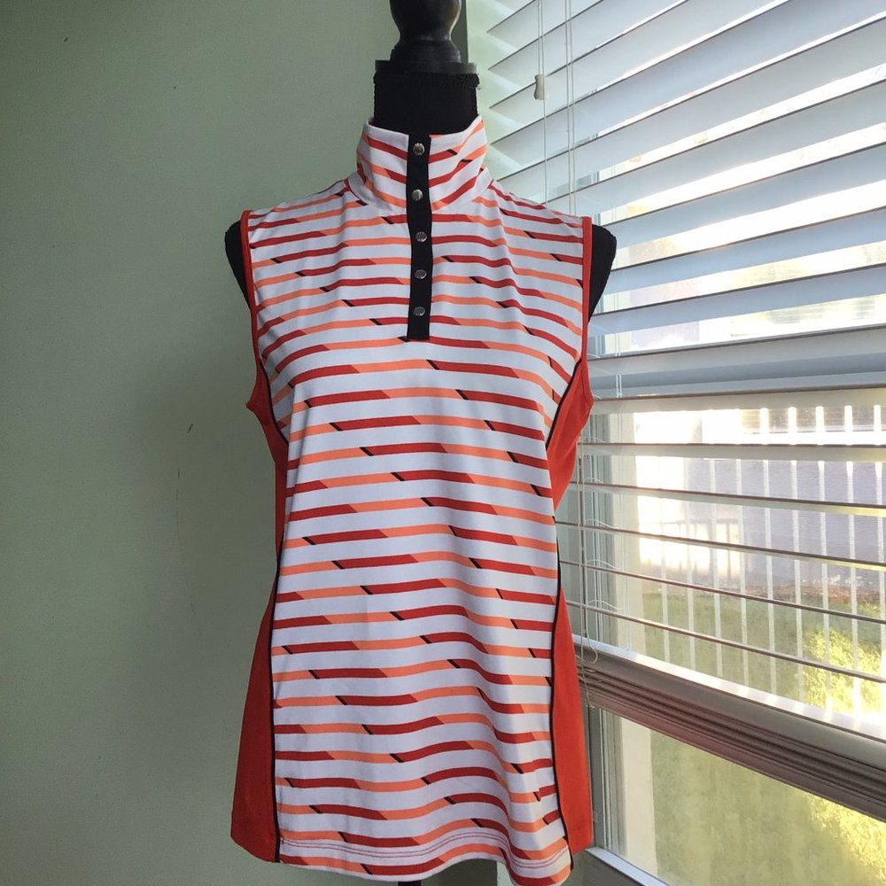 TAIL Golf Polo - Red & Orange Stripe